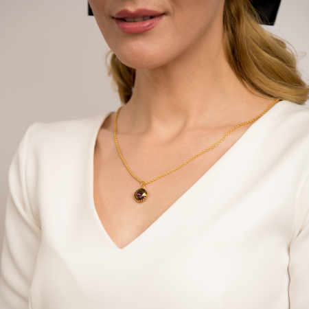 Coliere - Colier pandantiv cristale Ametist Golden Plated