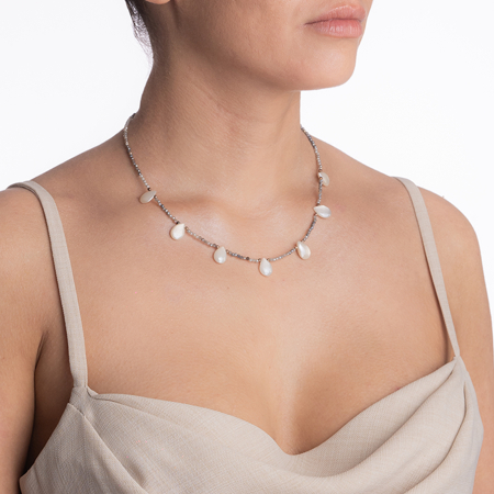 Colier labradorit coated microfatetat de 3 mm si petale din piatra lunii [3]