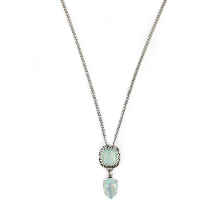 Colier pandantiv cristale Powder Green Antique Silver Plated [1]