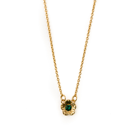 Colier pandantiv Flower Smarald Golden Plated [2]