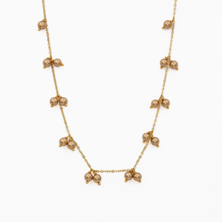 Coliere dama - Colier perle Austria elemente metalice placate cu aur lungime 44 cm