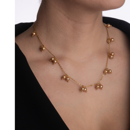 Colier perle Austria elemente metalice placate cu aur lungime 44 cm [3]