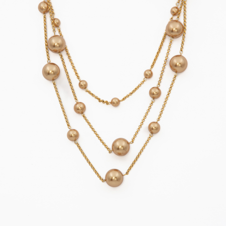 Coliere dama - Colier perle Austria si elemente metalice placate cu aur lungime 44 cm