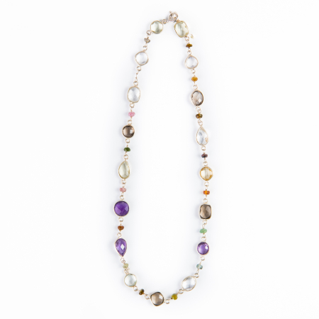 Coliere dama - Colier perle cu mix pietre semipretioase