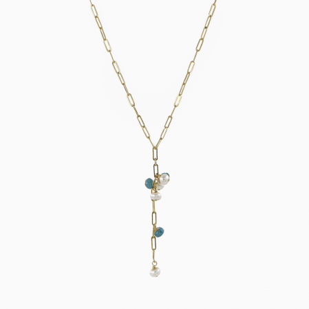 Coliere dama - Colier perle cultura 4 mm jad 4 mm lant paperclip Gold filled 1/20 14K