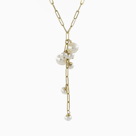 Colier perle cultura 4 mm lant paperclip Gold filled 1/20 14K [1]