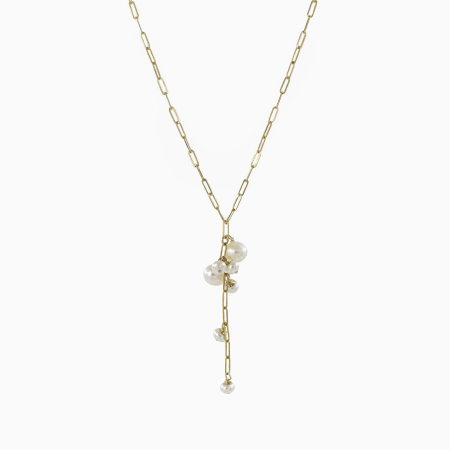 Coliere dama - Colier perle cultura 4 mm lant paperclip Gold filled 1/20 14K