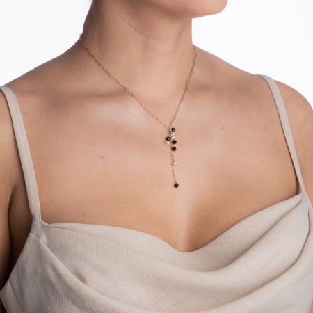 Necklace with 4 mm cultured pearls and 4 mm spinel on a paperclip chain - gold-filled 1/20 14K [2]