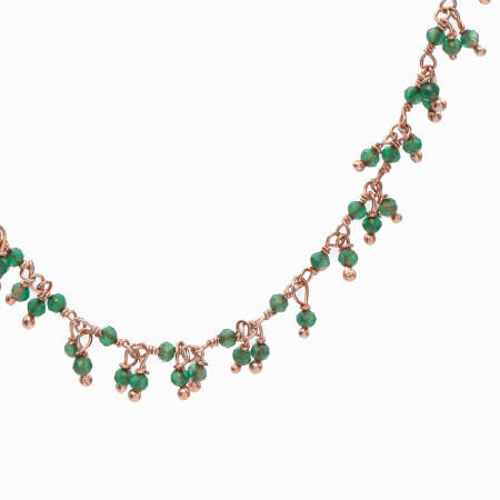 Colier piatra semipretioasa onix verde argint placat aur roz [1]