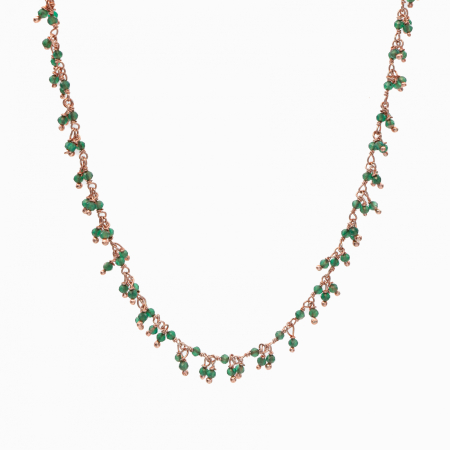 Coliere dama - Colier piatra semipretioasa onix verde argint placat aur roz