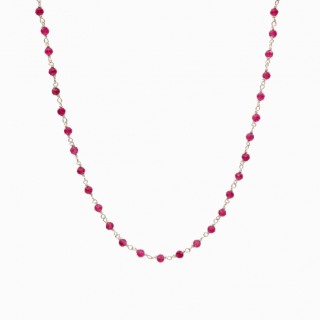 Coliere dama - Colier piatra semipretioasa rosie 3 mm argint 