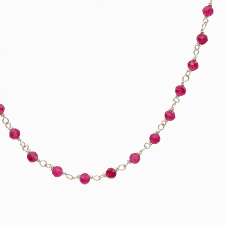 Colier piatra semipretioasa rosie 3 mm argint  [1]