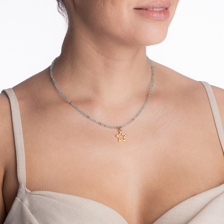 Necklace with micro-faceted aquamarine 2.5 mm - length 42 cm [4]