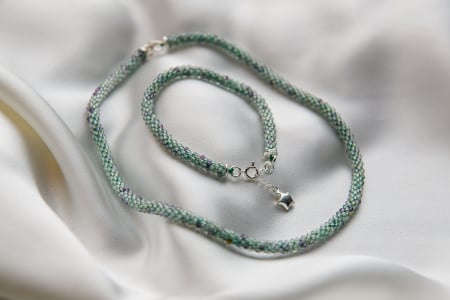 Micro faceted Fluorite semi-precious stones necklace [1]