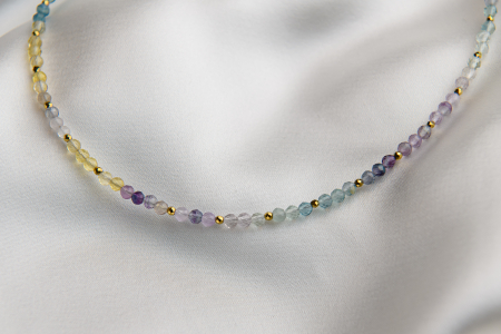 Micro faceted Fluorite semi-precious stones necklace [1]