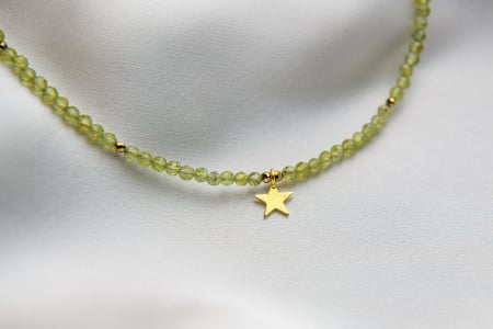 Colier pietre semipretioase peridot microfatetat cu steluta [1]