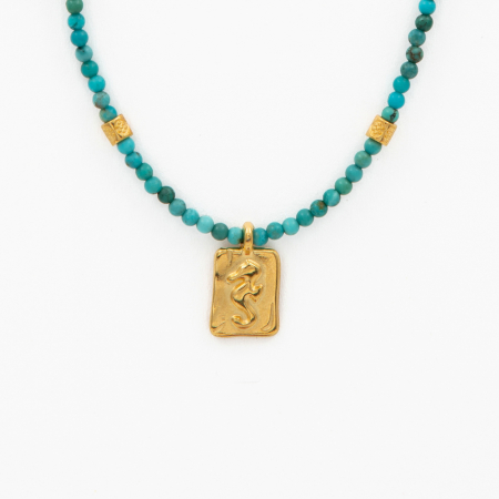Necklace with natural turquoise 2.5 mm and a 24k gold-plated seahorse charm - length 42 cm [1]