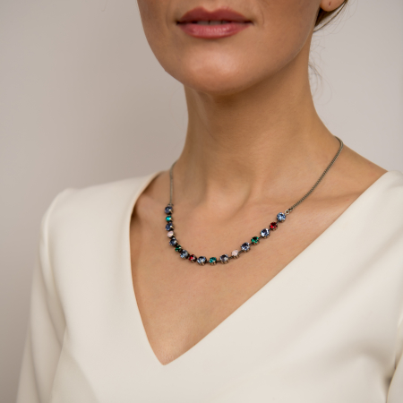 Blue crystal mix color necklace [2]
