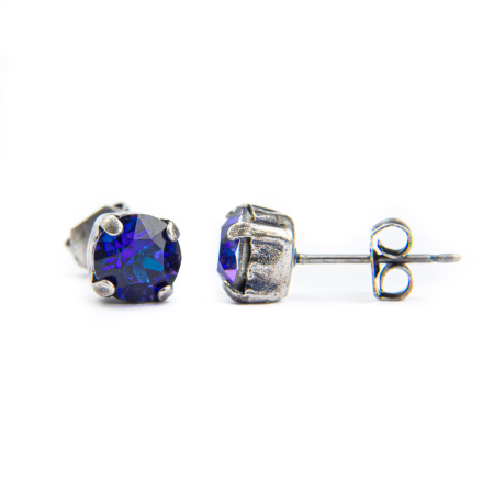 Bermuda Blue crystals plated with antique silver necklace and earrings set [1]