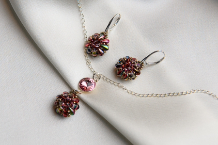 Set pandantiv si cercei cristale Light Rose Silver [1]