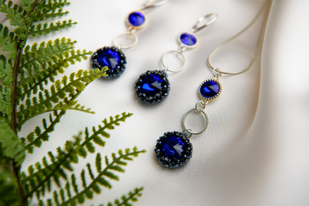 Set pandantiv si cercei cristale Majestic Blue [1]