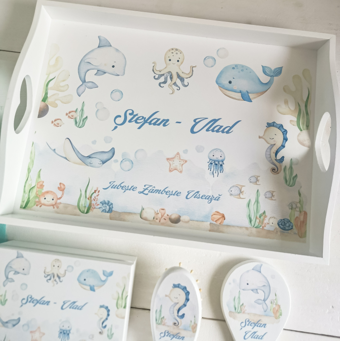 Animale Marine - Tava Mot Personalizata | Set prima aniversare [3]