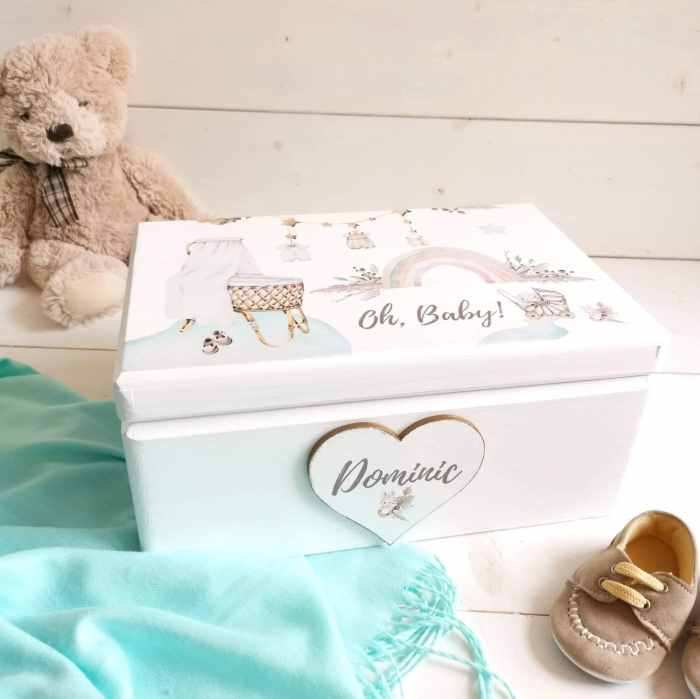 Baby Shower - Cutie din lemn personalizata [3]