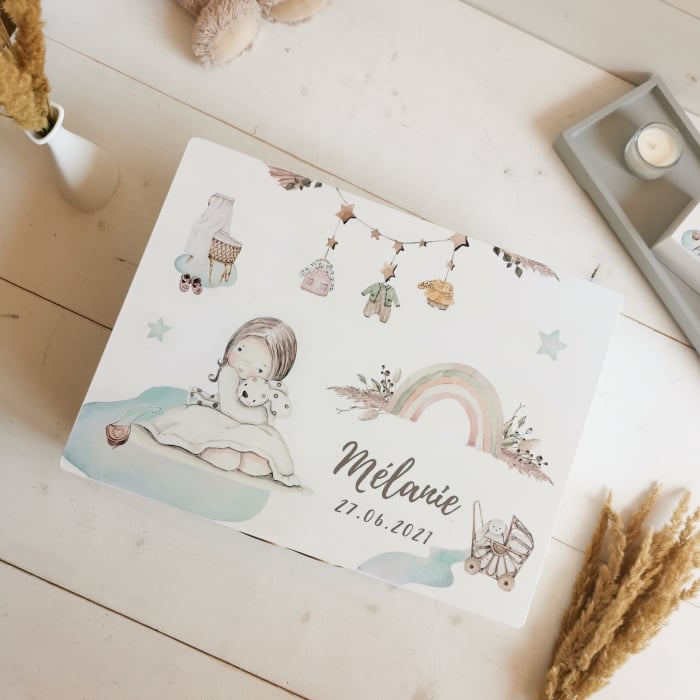 Boho Nursery Girl - Cutie personalizata trusou botez | Cutie de pastrat amintiri [3]
