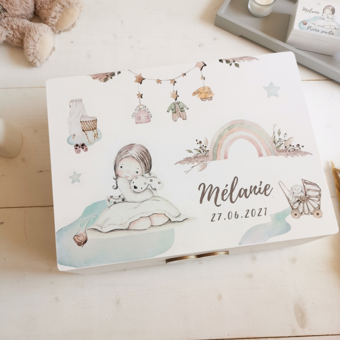 Boho Nursery Girl - Cutie personalizata trusou botez | Cutie de pastrat amintiri [5]