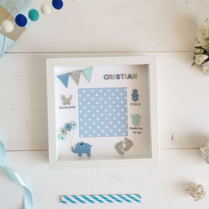 Bunting name - Rama foto personalizata cu nume si detaliile de la nastere [5]
