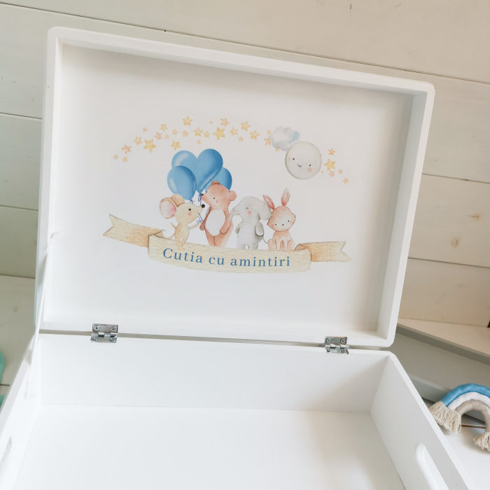Dreamy Boy Albastru - Cutie trusou botez | Cutie cu amintiri personalizata [5]
