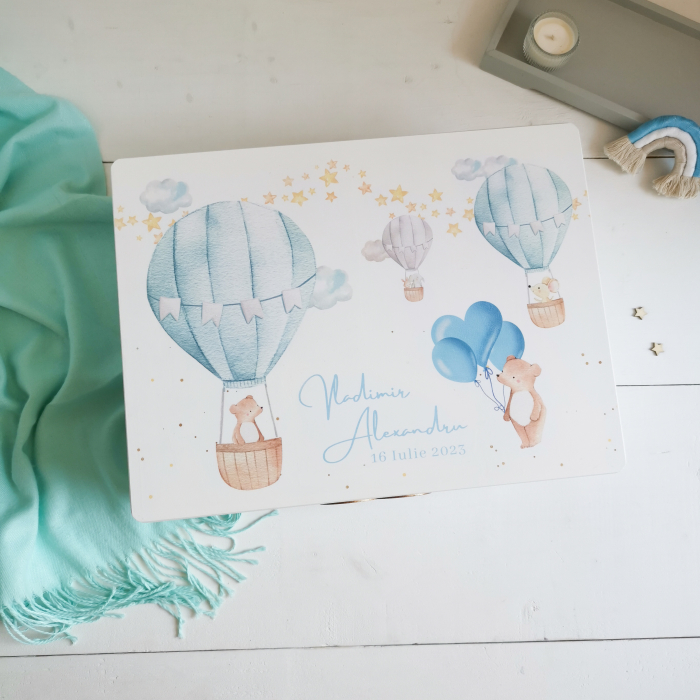 Dreamy Boy Albastru - Cutie trusou botez | Cutie cu amintiri personalizata [2]