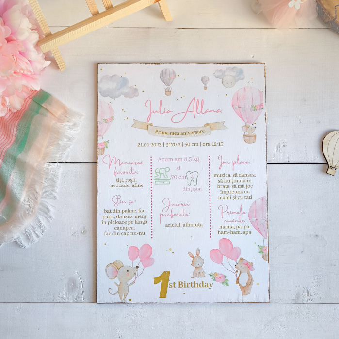 Dreamy Girl| Tablou personalizat din lemn | Milestone Board [3]