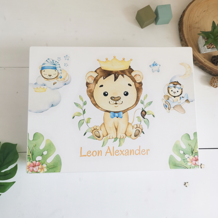 Micul Leu - Cutie personalizata trusou botez | Cutie de pastrat amintiri [2]