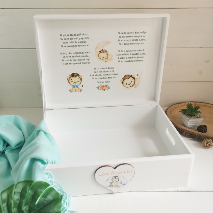 Micul Leu - Cutie personalizata trusou botez | Cutie de pastrat amintiri [4]
