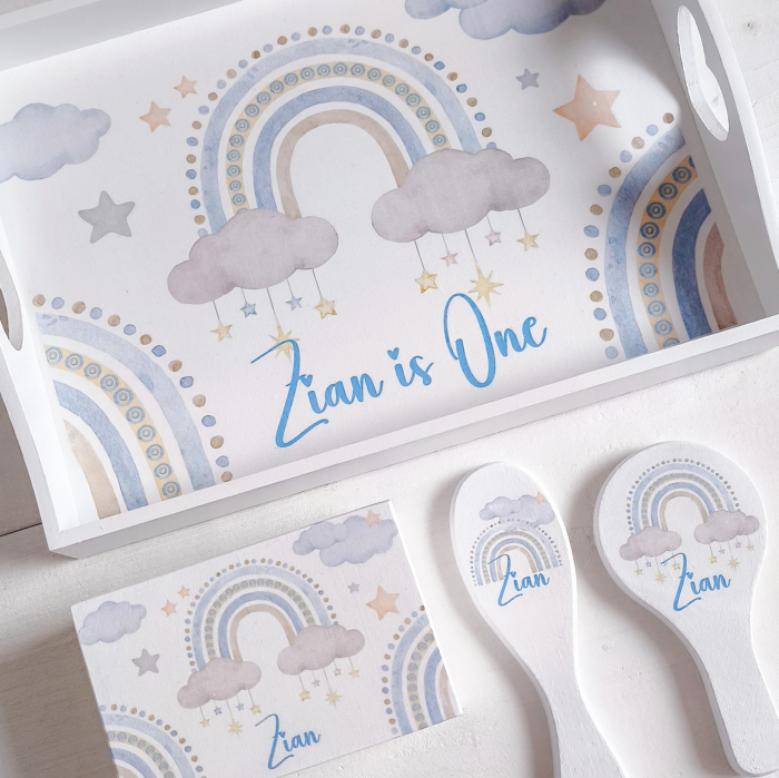 Rainbows in the Sky - Tavita Mot Personalizata | Set prima aniversare [2]