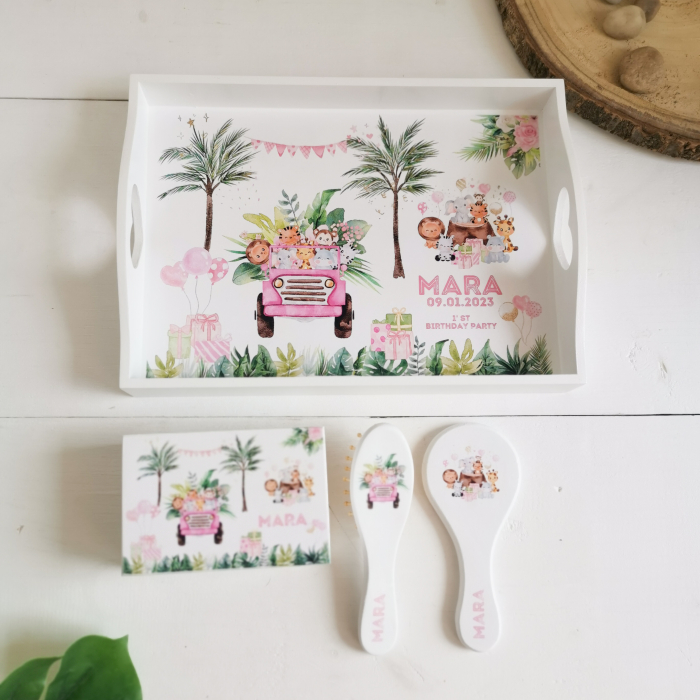 Safari Party Roz - Tavita mot personalizata | set aniversare 1 an [2]