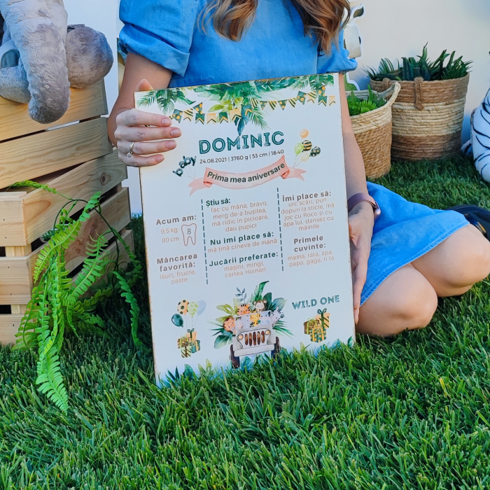 Safari Party | Tablou personalizat din lemn | Milestone Board [5]