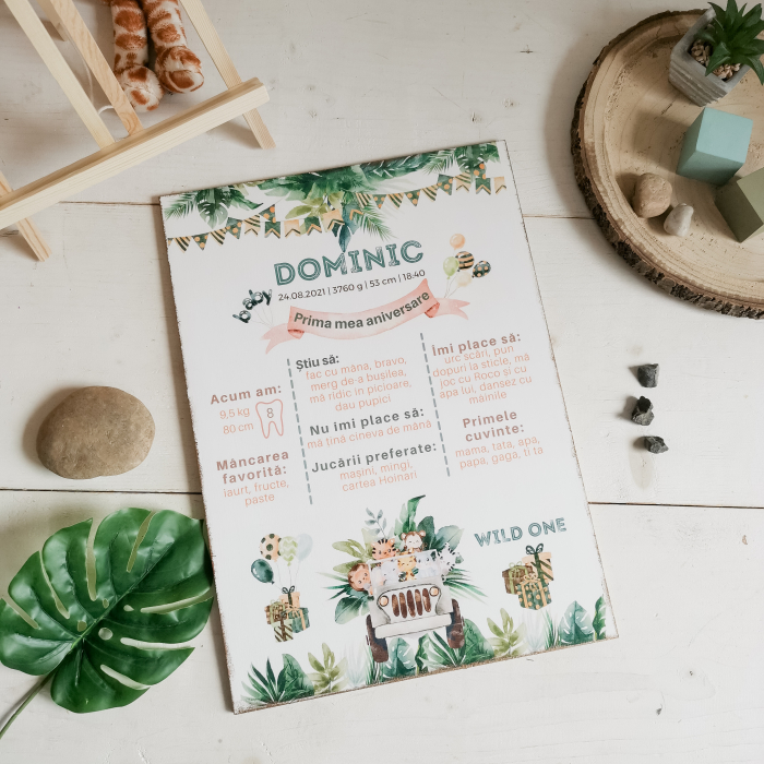 Safari Party | Tablou personalizat din lemn | Milestone Board [3]