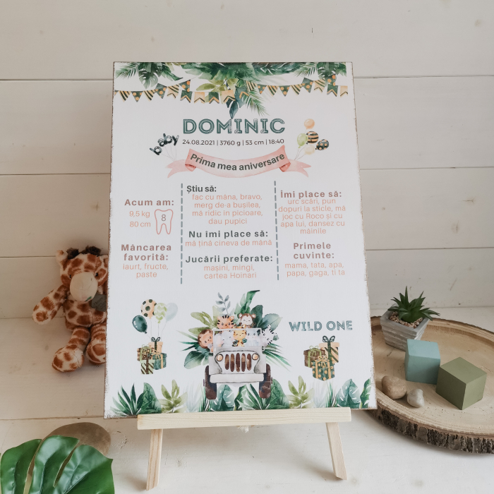 Safari Party | Tablou personalizat din lemn | Milestone Board [2]