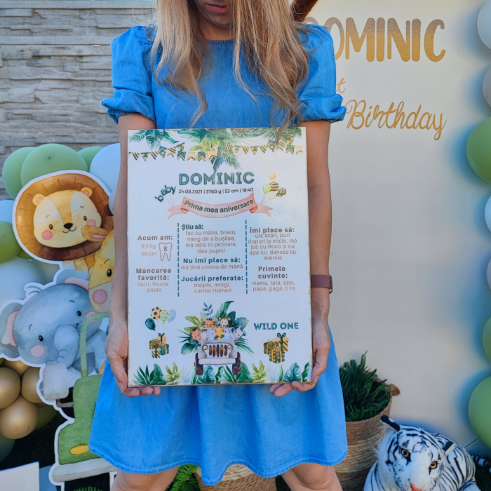 Safari Party | Tablou personalizat din lemn | Milestone Board [6]