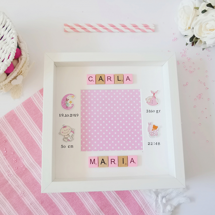 Scrabble Baby Girl - Rama foto personalizata cu nume format din litere scrabble [2]
