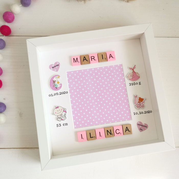 Scrabble Baby Girl - Rama foto personalizata cu nume format din litere scrabble [6]