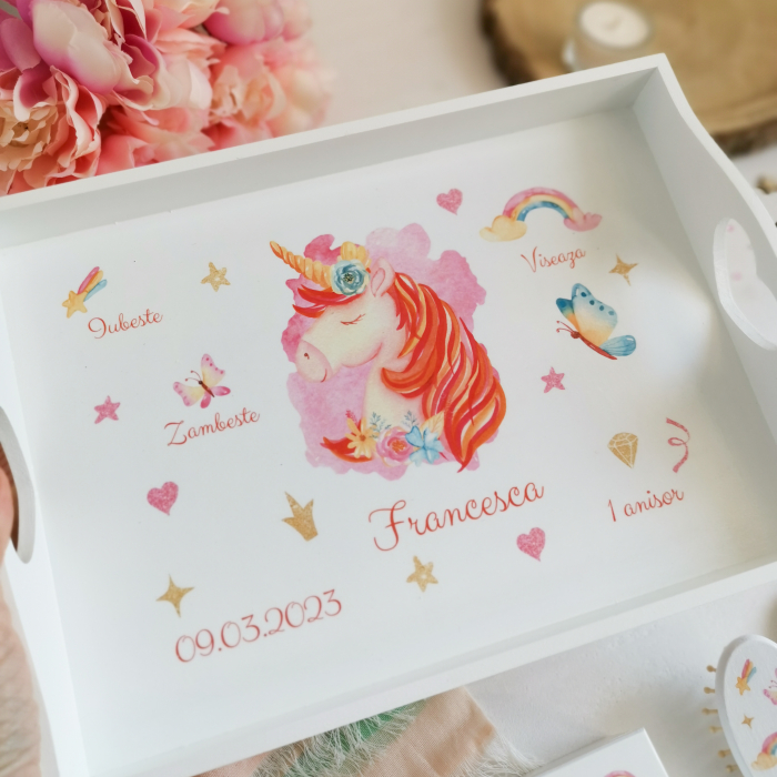 Set 1 an Unicorn - tava, cutie mot, perie si oglinda [4]
