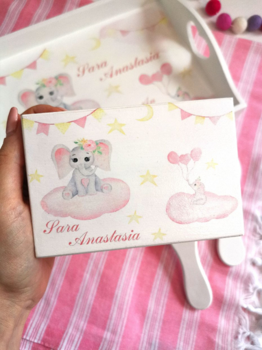 Set 1 an Elefant Fetita - tava, cutie mot, perie si oglinda [4]