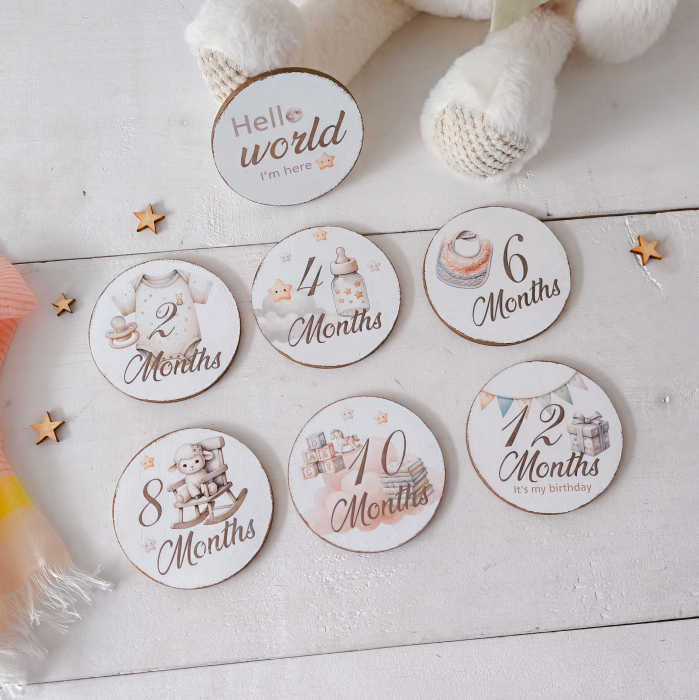 Set 7 carduri de tip milestone din lemn pentru poze | Camera Bebelusului [3]