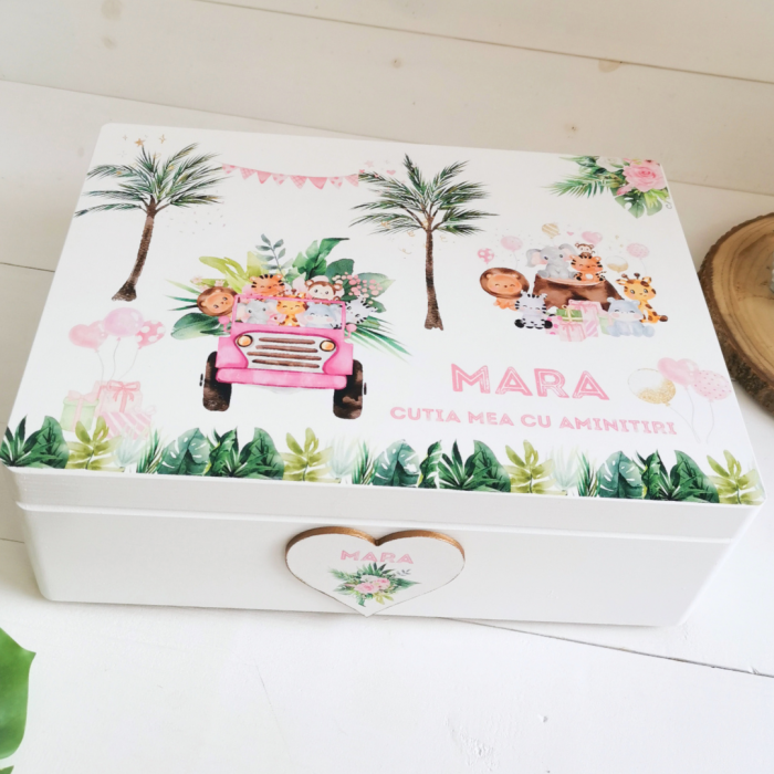 Safari Party Roz - Cutie trusou botez | Cutie cu amintiri personalizata [2]