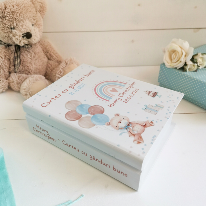 Teddy Bear Albastru - Guestbook personalizat | Cartea cu ganduri bune [3]