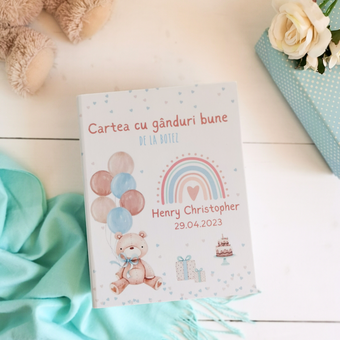 Teddy Bear Albastru - Guestbook personalizat | Cartea cu ganduri bune [2]