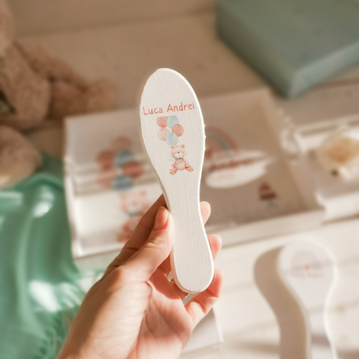 Teddy Bear - Set prima aniversare | tava mot, cutiuta mot, perie si oglinda [9]